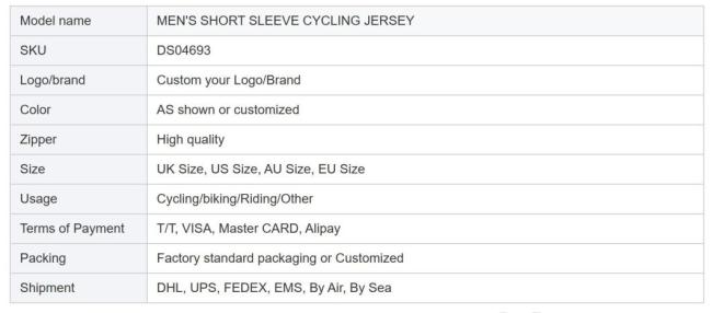 Printing Quality Cycling Jersey Men Custom Road Bike Jersey