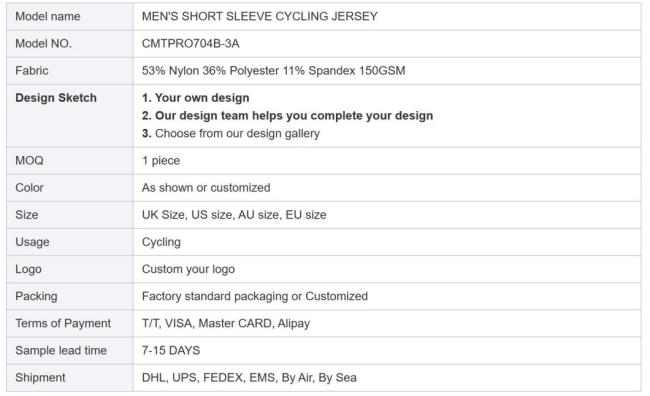 Custom Made High Quality Cycle Shirts Men Cycling Jersey Reflective Logo Bicycle Clothing Cycling Wear Tops