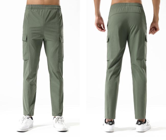 Men′s Summer Thin Drawstring Hiking Pants Outdoor Loose Straight Leg Work Pants