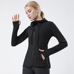 2023 Spring New Women′s Yoga Wear Sports Coat Quick Dry Standing Collar Long Sleeve Running Coat Fitness Clothes