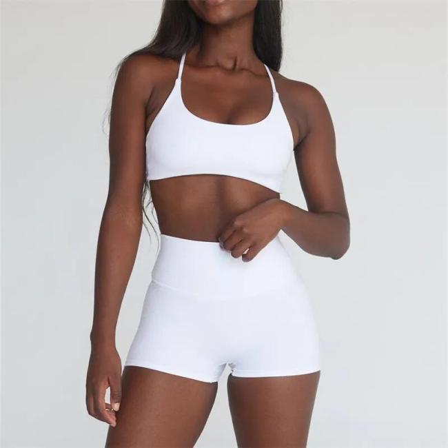 Butt Lifting Workout Nylon Athletic Matching Sexy Gym Fitness Summer Yoga Biker Women Shorts Sets