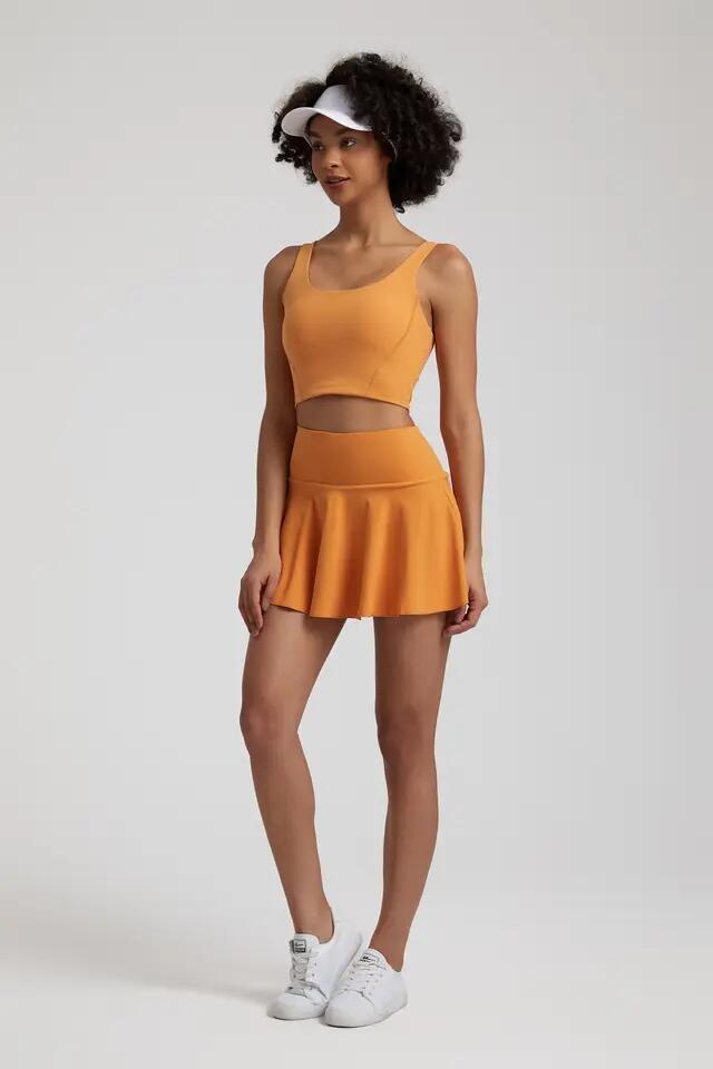 Women′s Yoga Set Gym Fitness Yoga Sets Two Piece Sports Fitness Yoga Active Skirt Set