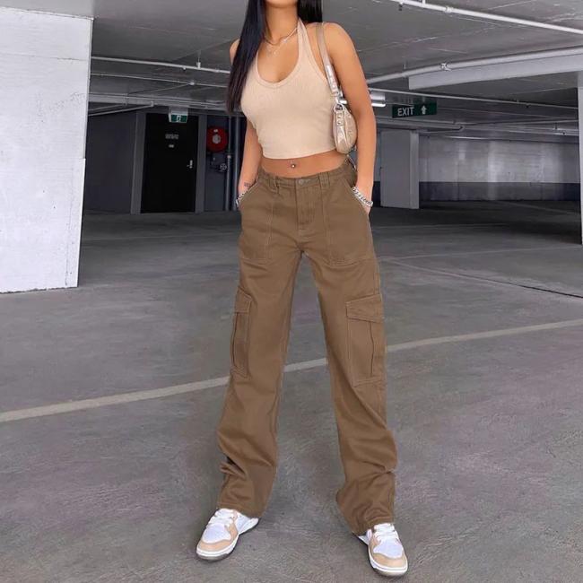 Polyester Super Dry Trousers Running Sports Polyester Super Dry Trousers Solid Pockets Zip Man Casual Cargo Pants