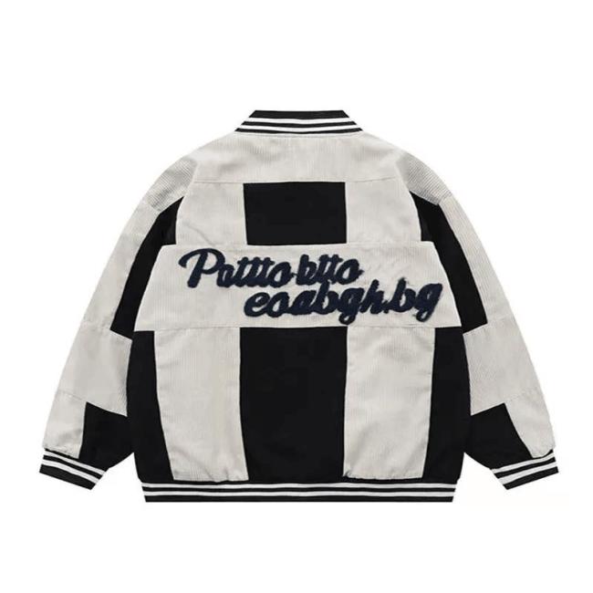 Patchwork Varsity/Letterman Corduroy Jacket Men′s Vintage Casual Baseball Jacket