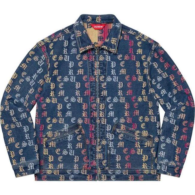 Winter Custom Vintage Loose Oversized All Over Embroidered Denim Jackets Men