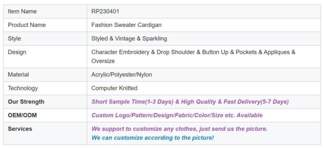 Designer Women Chunky Sweater Cardigan Autumn Winter Drop Shoulder Button Front Embroidery Loose Knit Cardigan Sweater Coat