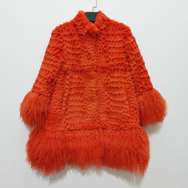 China Factory Hot Sale New Fashion Bright Color Fur Coat for Women Drop Ship