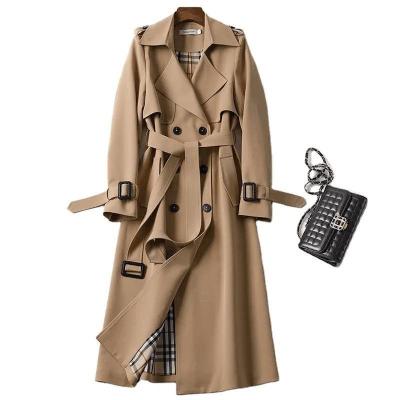 China Elegant Light Fashion Puffer Down Coat Belted Overcoat Women Trench Coat for sale