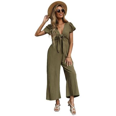 China Elastic Waist Fashion Casual Pants European And American Casual Jumpsuit for sale