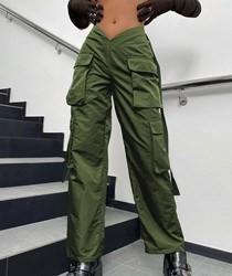 China 6 Pocket Women Cargo Pants Mixed Color 100% Cotton Baggy Custom Utility for sale