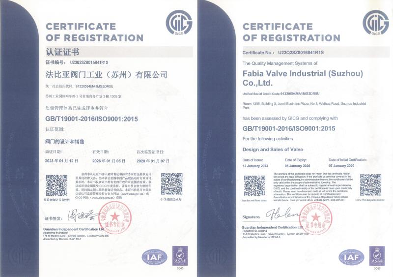 Quality management system - Fabia Valve Industry (Suzhou) Co., Ltd.