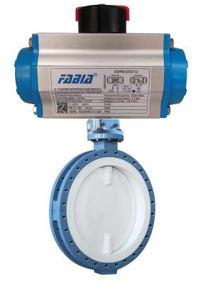 China Fluorine Lined Flanged Pneumatic Butterfly Valve for sale