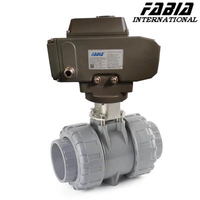 China Electric High Pressure Double Command Soft Seal PVC Ball Valve 1000 PSI for sale