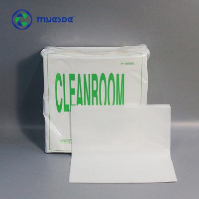 China 55% Cellulose 45% Polyester Presaturated Cleanroom Wipes 68g Fabric White Polyester Wiper 9x9 for sale