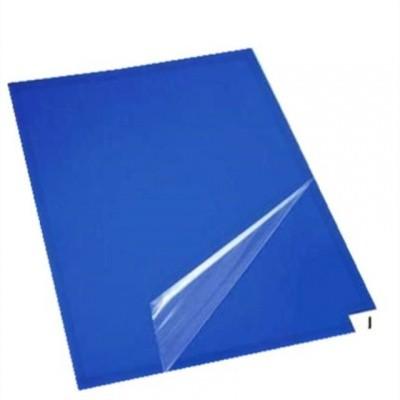 China 24'' x 36'' White blue sticky tile mat adhesive felt pe film sticky mat for critical environment entry point for sale