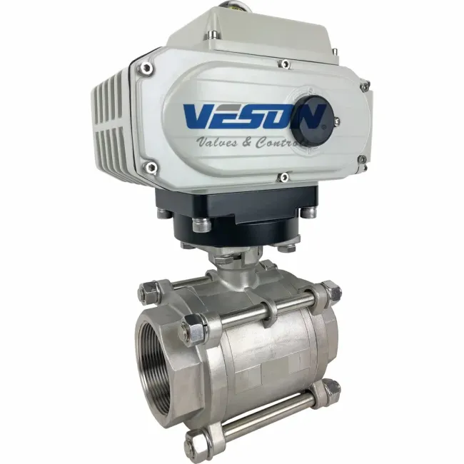 Electric Actuated Ball Valve (3-PC SCREWED END) 2-Way and 3-Way Electric Actuated Ball Valves Motorized Ball Valve