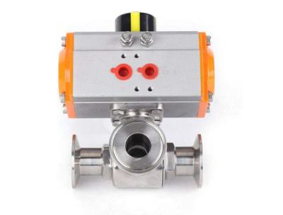China SS304 T Type Three Clamp Pneumatic Ball Valve 250mm Encapsulated for sale