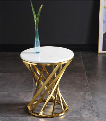 China 30kg Glossy Tempering Glass / Round Marble End Table For Living Room for sale