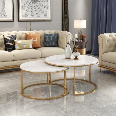 China Tempered Glass Circle Marble Coffee Table Matte Finish for sale