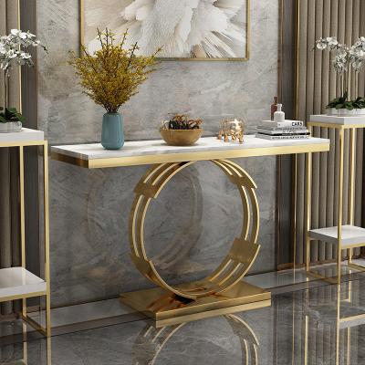 Chine Table de couloir étroit en marbre en acier inoxydable Table de console de 1,2 m de long à vendre