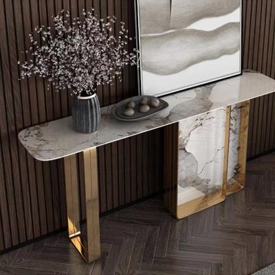 China Stainless Steel Marble Top Entry Console Table Desk 1.2m/1.5m for sale