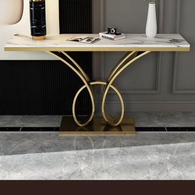 China Rectangular Contemporary Metal Console Table With Marble Table Top for sale