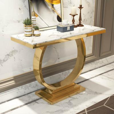 China Customized Rectangular Long Marble Top Entryway Table High 78cm for sale