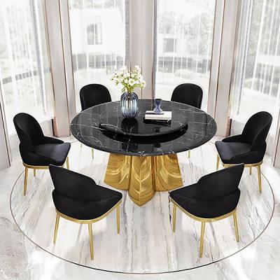 China Marble Round Turntable Dining Room Table With Stainless Steel Legs for sale