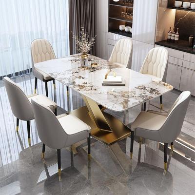 China Luxury 8 Seater White Marble Rectangle Dining Table Height 0.78m for sale