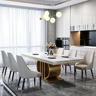 China Stainless Steel Marble Dining Table Rectangle Sophisticated Design for sale