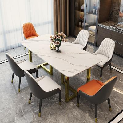 China 1.6 Meter Length Marble Apartment Dining Tables With Stainless Steel Leg for sale