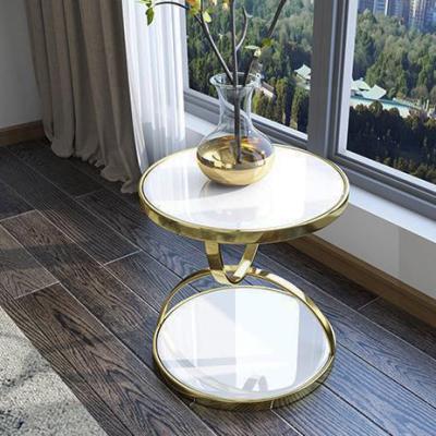 China Round SS Steel Surface Marble Sofa End Table For Sophisticated Spaces for sale