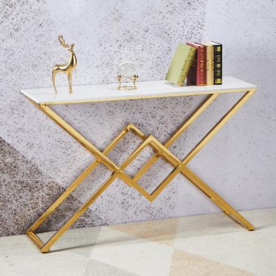 China Modern Stainless Steel Marble Square Entrance Console Table Glossy Finish For Hotel en venta