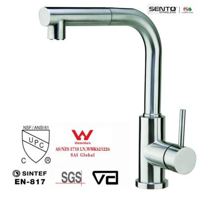 China SENTO 304 stainless steel single hole kitchen faucet with pull out for sale