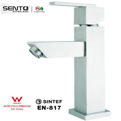 China Deck mount single hole Stainless steel basin faucet with watermark for Australia Market for sale