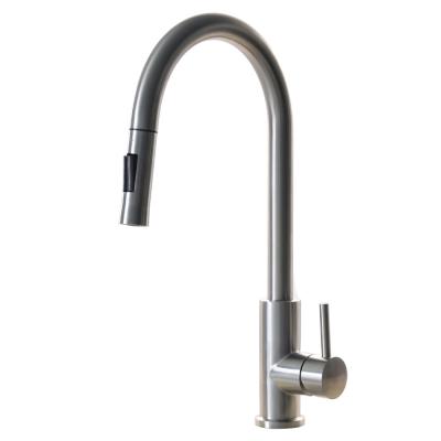 China Steel 304/316 material Kitchen Faucet Satin Deck Mount Single Handle Water tap stainless steel kitchen faucet for sale