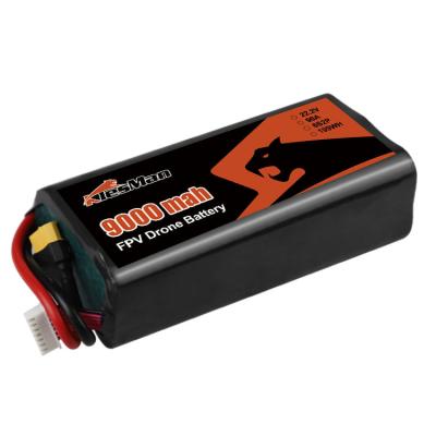 China Black 22.2V 6S FPV Drone Battery XT60 EC5 Customized Connector Lipo Battery for sale