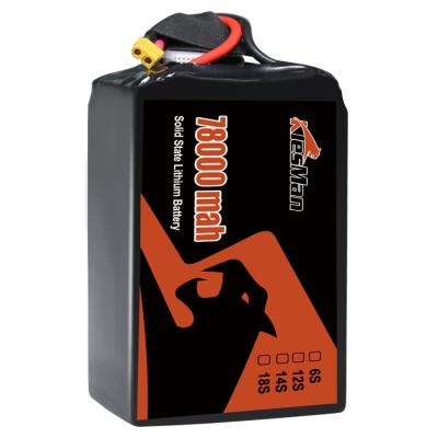 China Capacity UVA Rechargeable Solid State Drone Battery 22.2V 78000mAh -20℃~45℃ Charge 10C Discharge Rate for sale