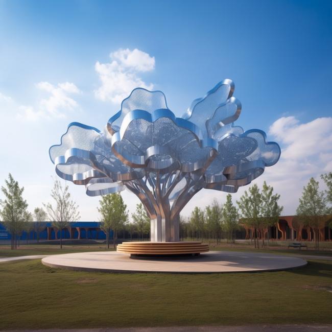 Sculptural canopy in landscape setting