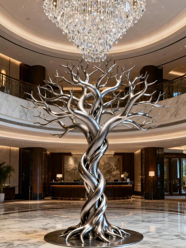Detailed view of hand-forged metal branches