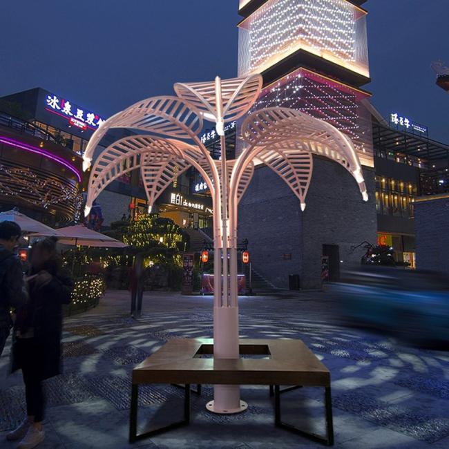 Outdoor festival decoration palm tree sculpture installation