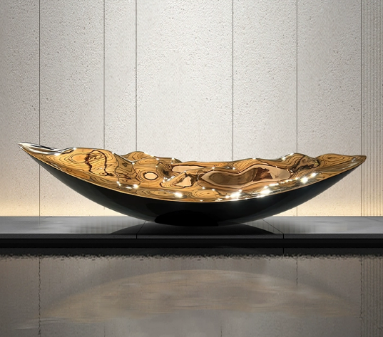 Close-up view of boat sculpture texture and craftsmanship