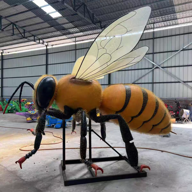 Detailed close-up of giant bee sculpture