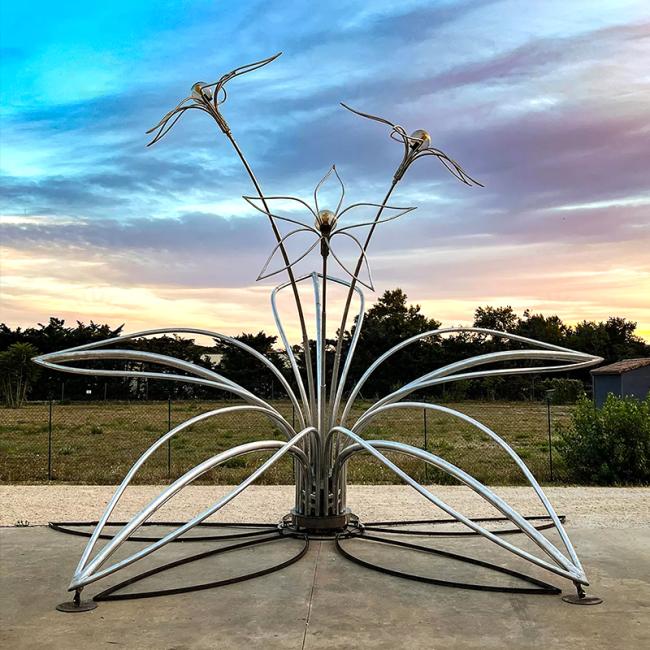 Steel and acrylic LED flower installation detail