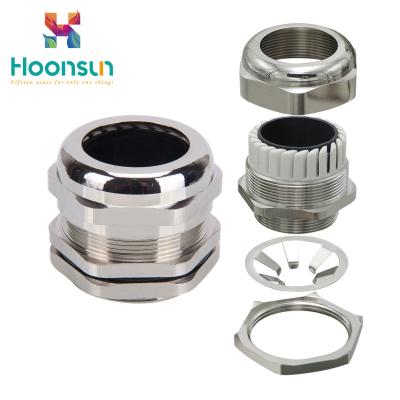 China Anti Magnetic EMC Shielded Metal Cable Gland Metric Thread Type With Nickel Plated Brass for sale