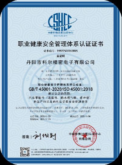 ISO45001 - Danyang Kore Precision Electronic Co., Ltd.