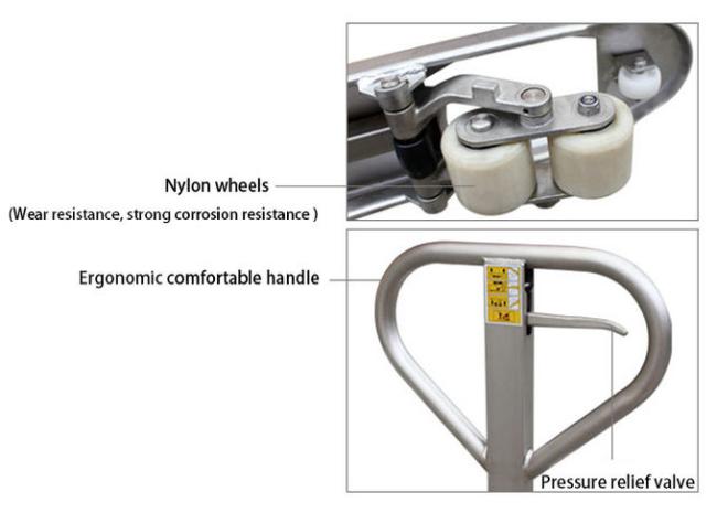 Stainless Steel Hand Pallet Truck 2500kg Comfortable Handle For Warehouse