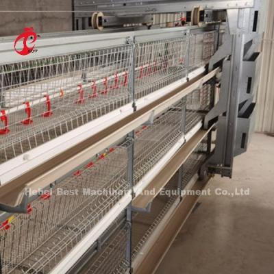 China 4 Tiers High Hardness Layer Chicken Battery Cages Metal Wire With Water Tank Rose for sale