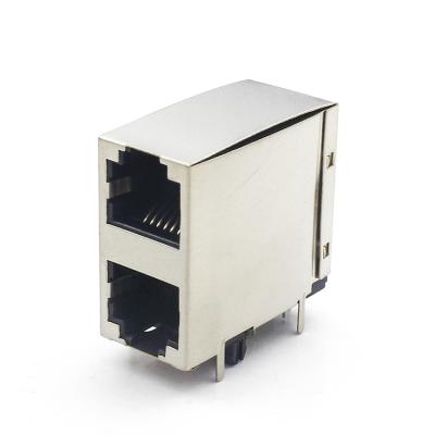 China 6 Positions Rj11 Shielded Connector 2X1 Port 90 Degree Modular TM59B521EXX11 for sale
