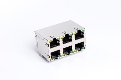 China Conexiones del zócalo de Ethernet del cable Rj45 de Internet CAT5 con LED TM5JB823T1111 en venta